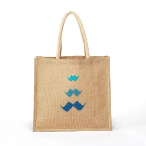 JUTE TOTE BAG MOUSTACHE