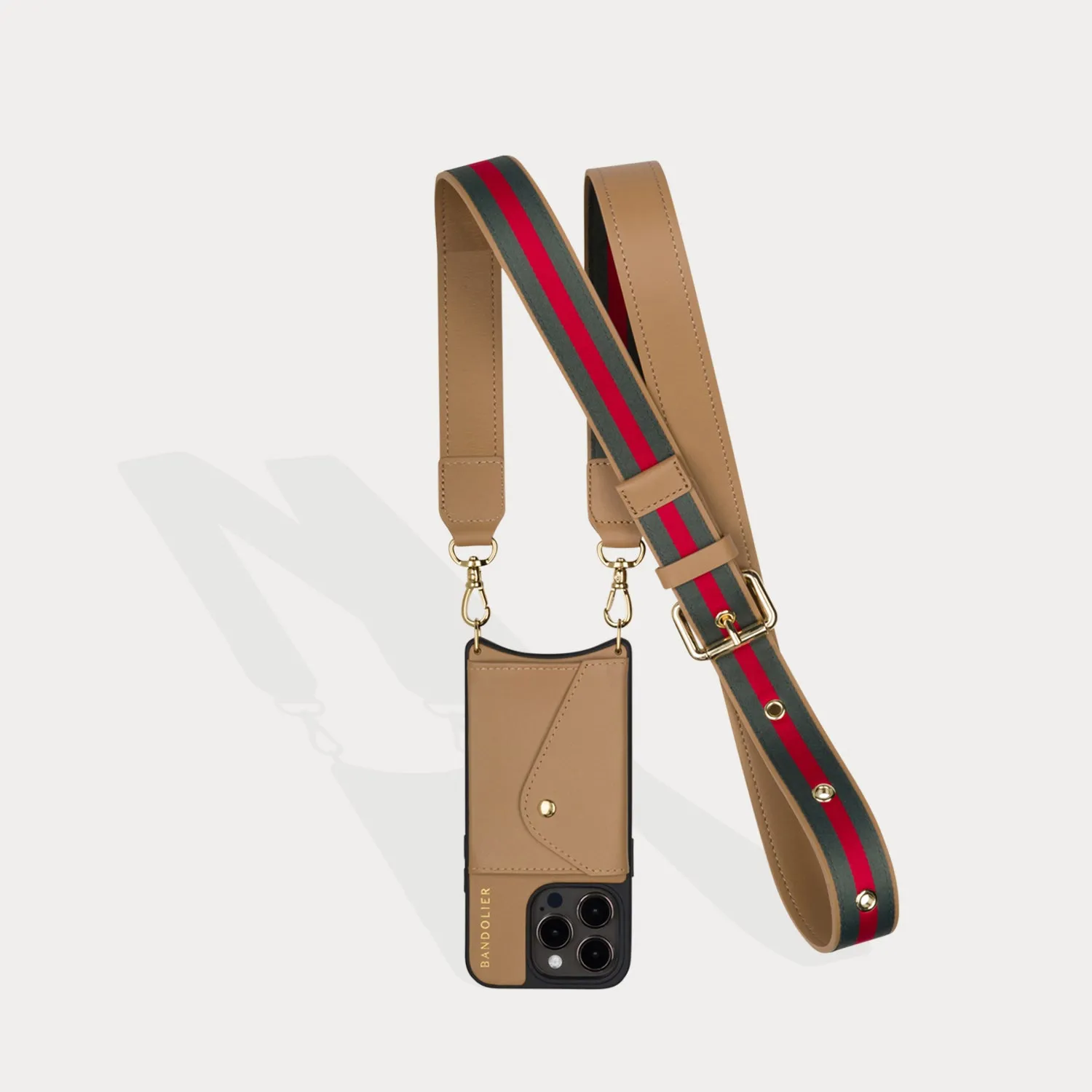 Kimberly Adjustable Crossbody Bandolier - Tan/Gold