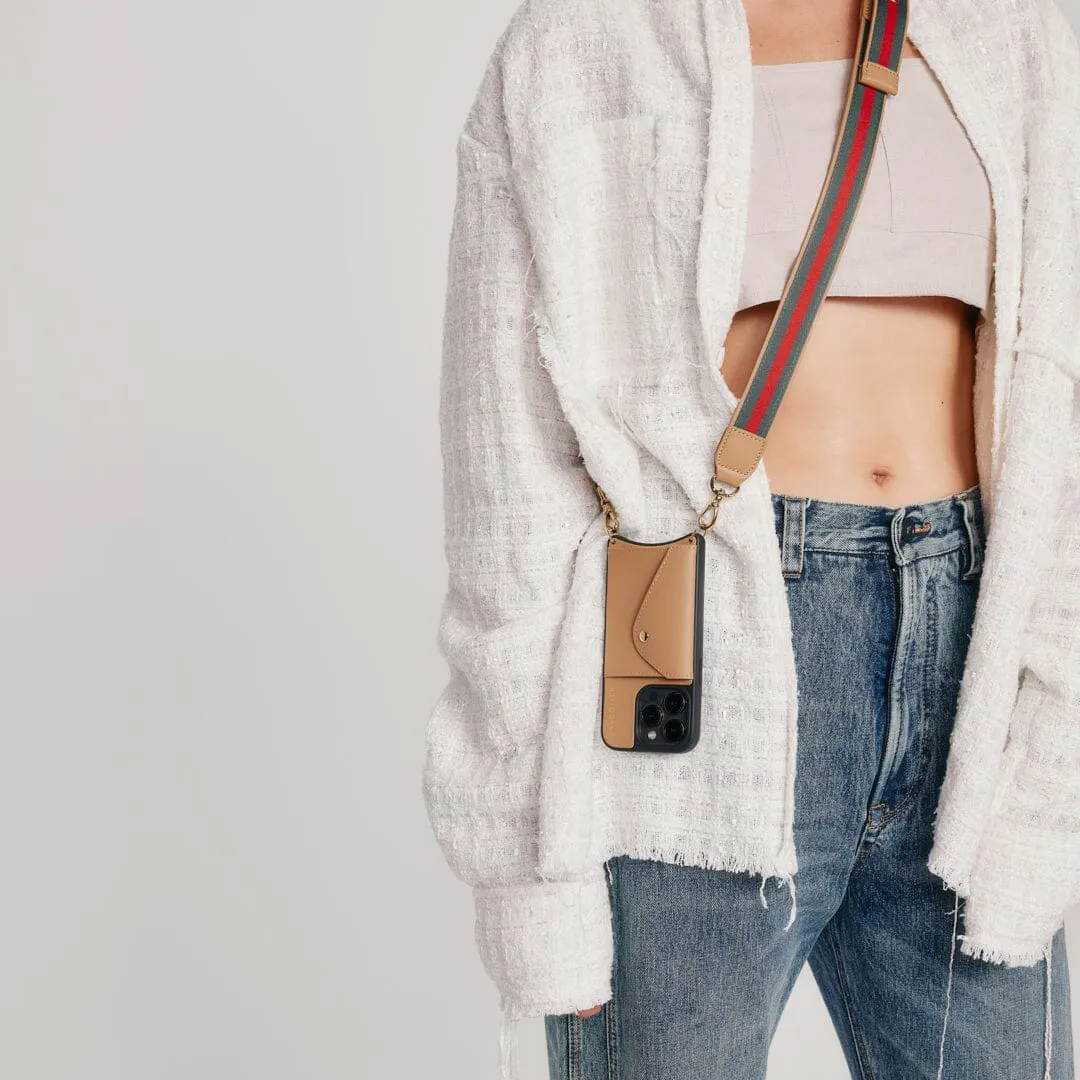 Kimberly Adjustable Crossbody Bandolier - Tan/Gold