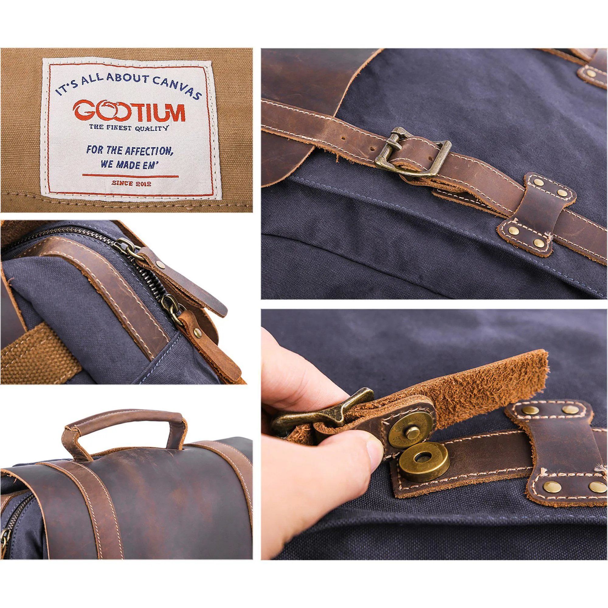 Leather Canvas Backpack #71102