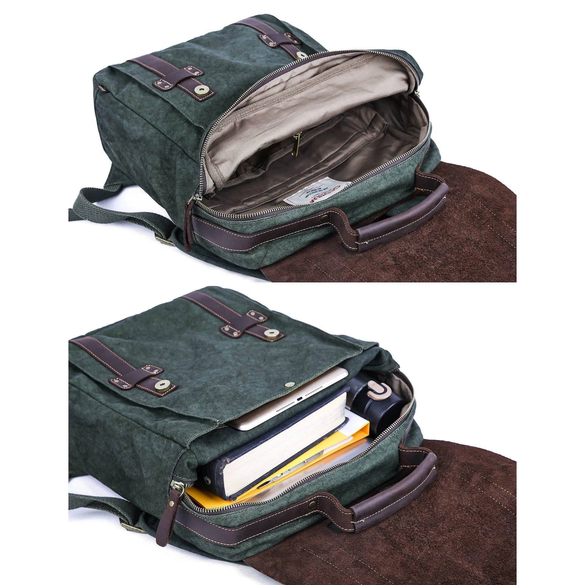 Leather Canvas Backpack #71102