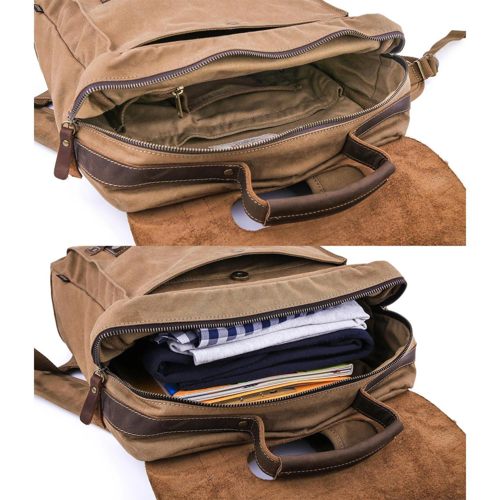 Leather Canvas Backpack #71102
