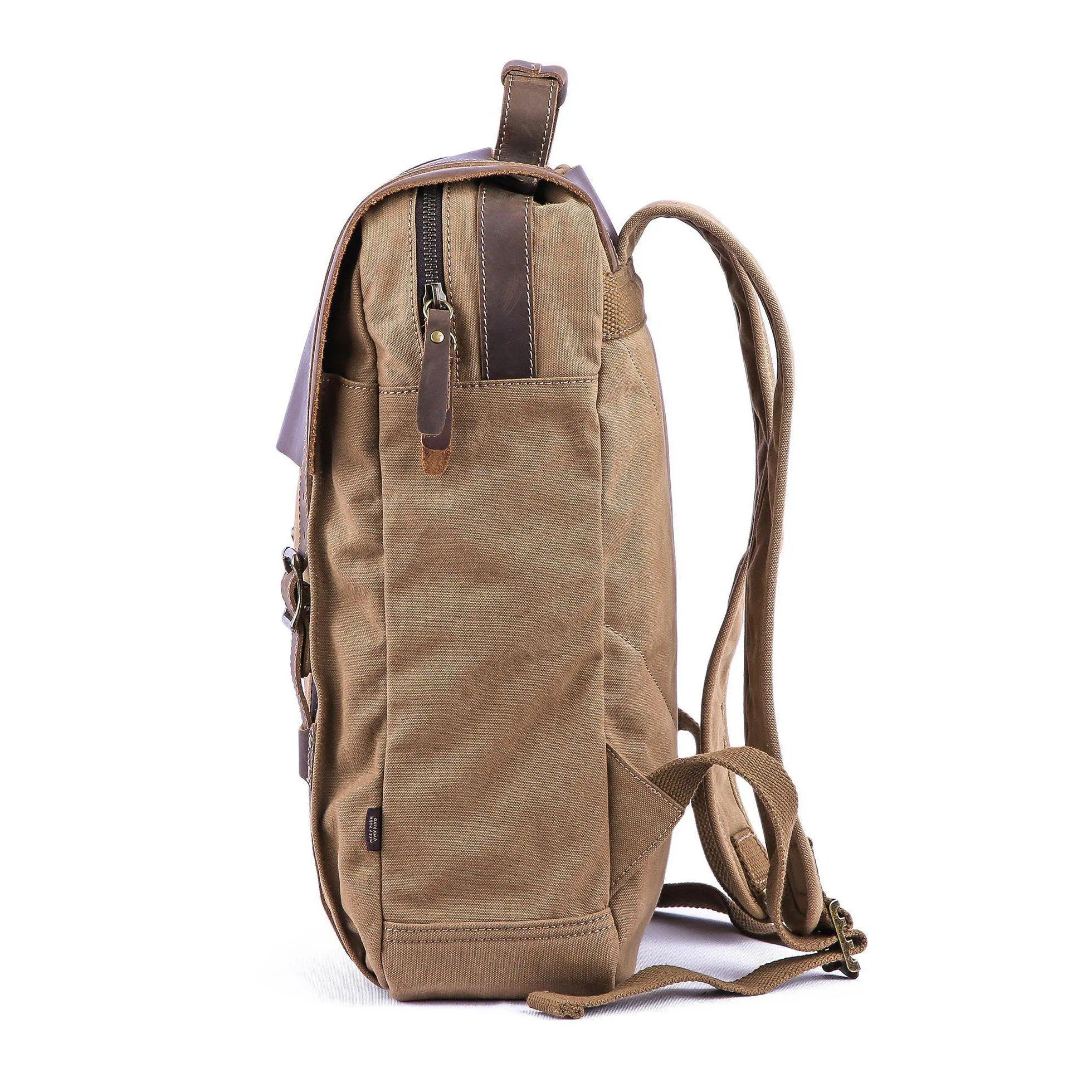 Leather Canvas Backpack #71102
