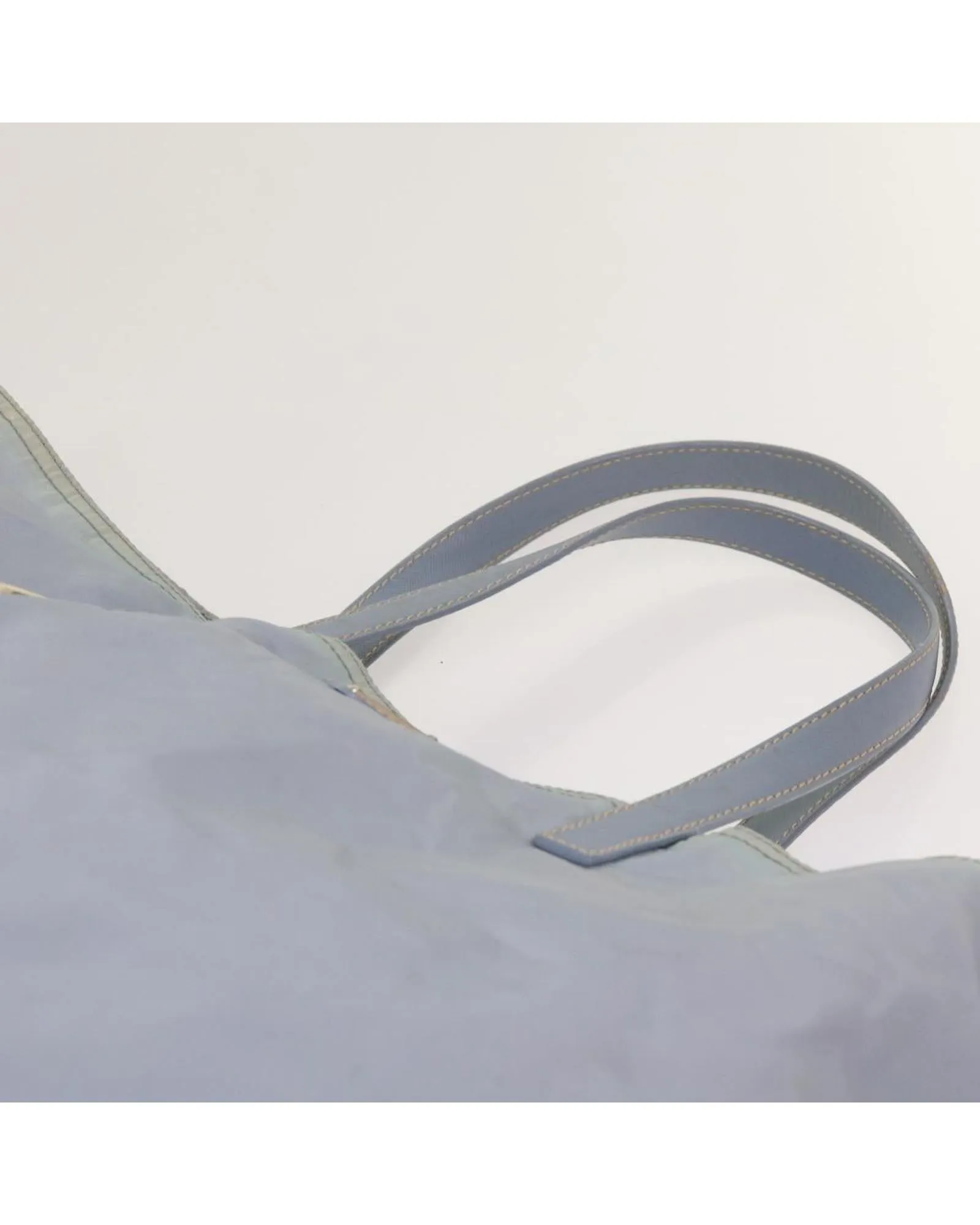 Light Blue Nylon Tote Bag with Accessory - Made in Italy
