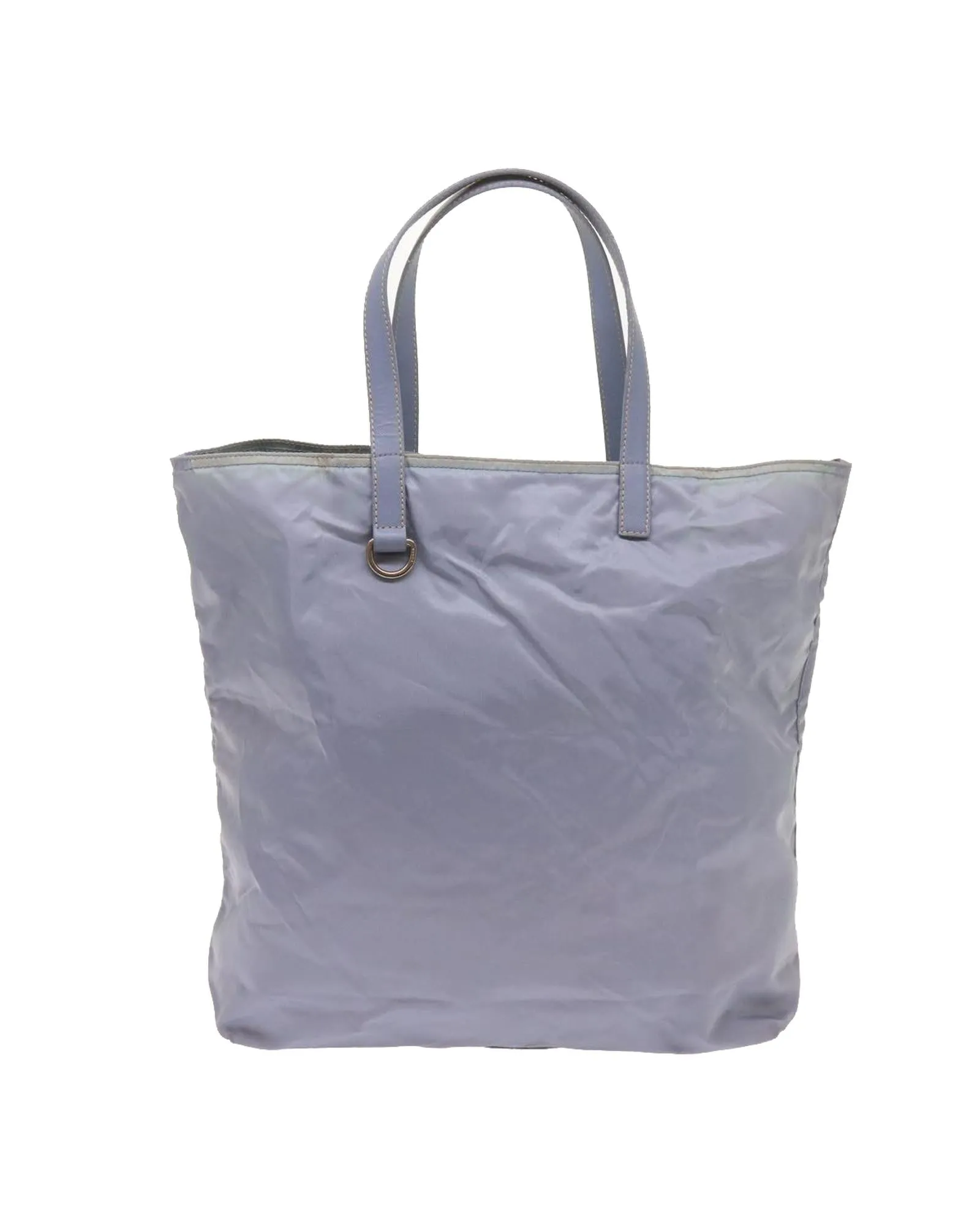 Light Blue Nylon Tote Bag with Accessory - Made in Italy