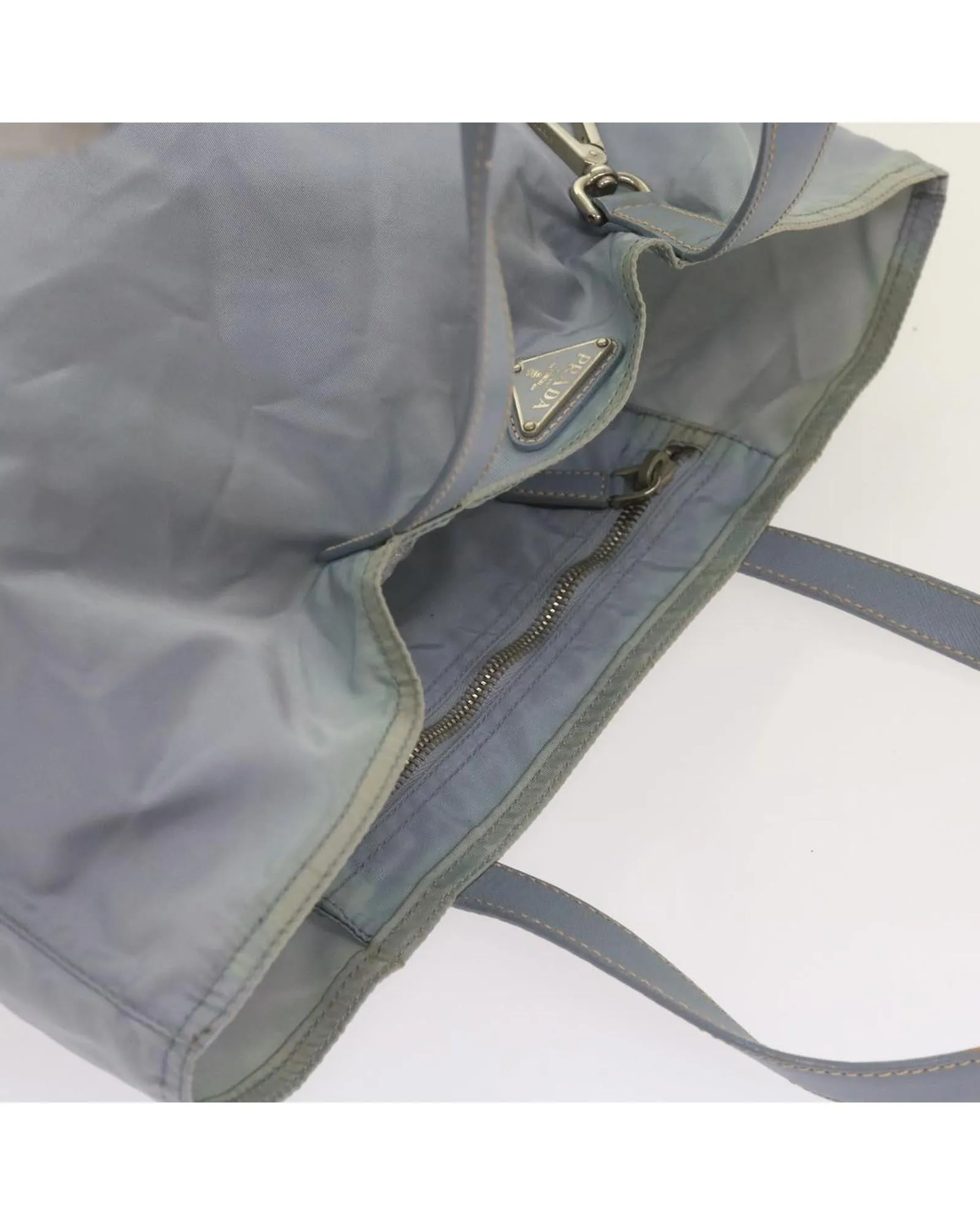 Light Blue Nylon Tote Bag with Accessory - Made in Italy