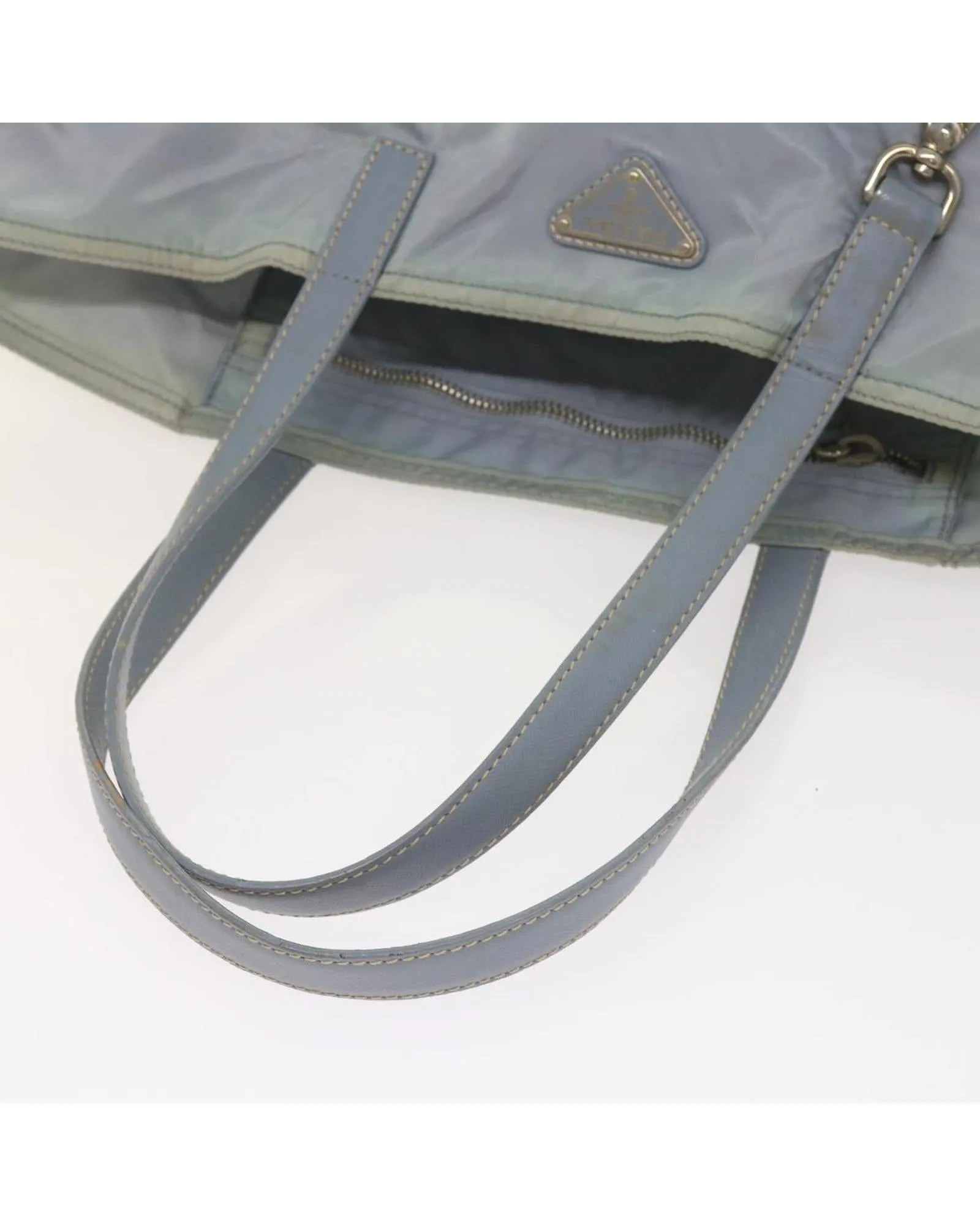 Light Blue Nylon Tote Bag with Accessory - Made in Italy