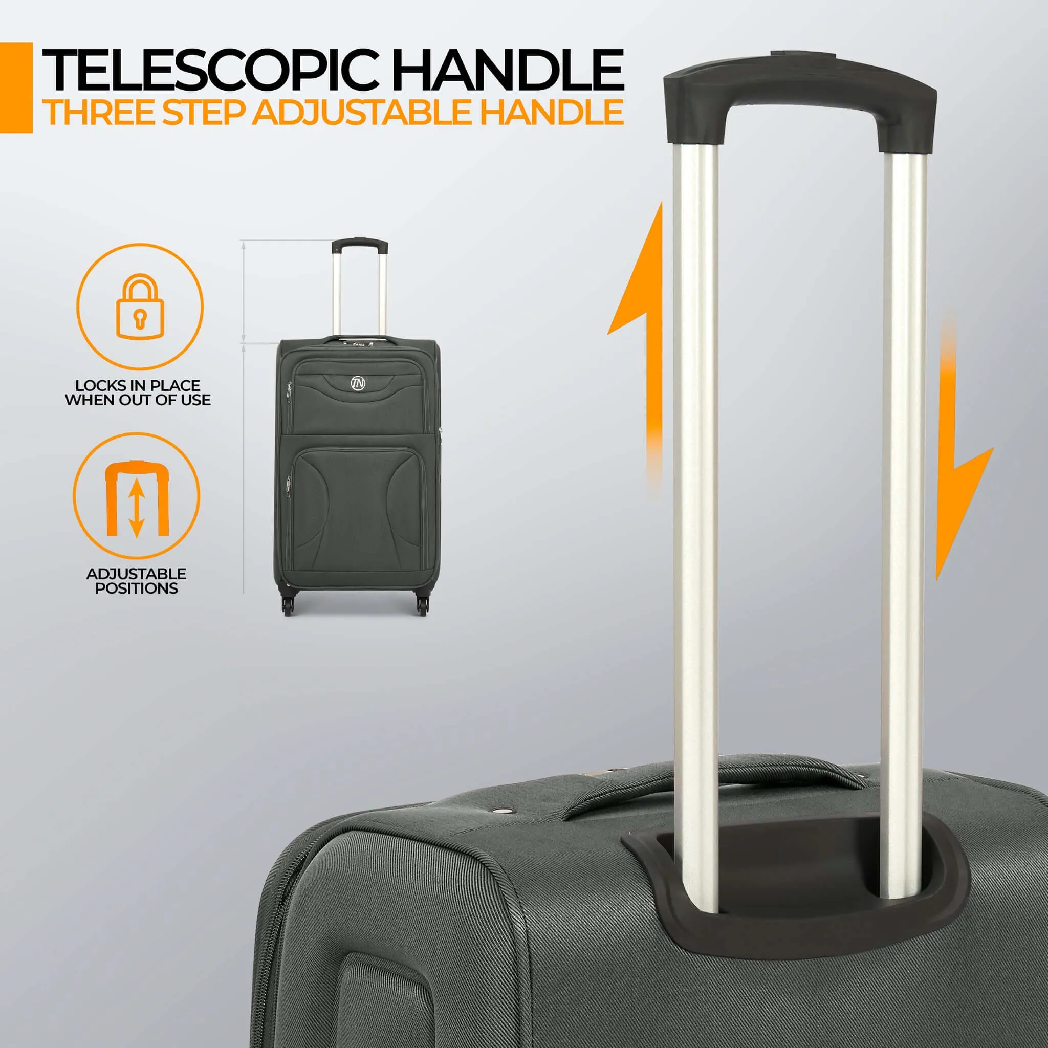 Lightweight Luggage Suitcase 4pcs 360 Wheels - Assorted Colours