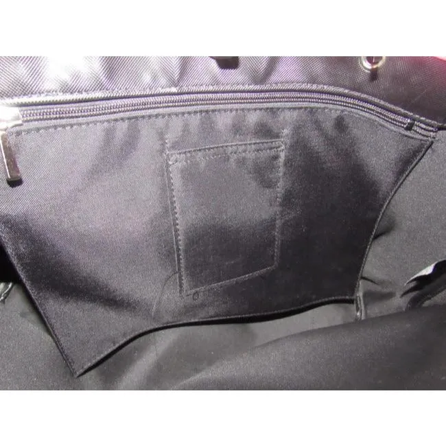 Longchamp Black Heavy Canvas And Hot Pink Leather Tote