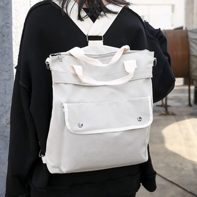 Multifunctional Large Capacity Canvas Handbag Backpack for Women Men Crossbody Shoulder Bag