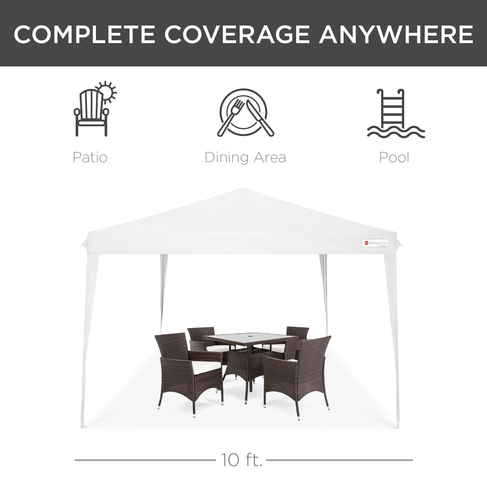 Outdoor Portable Pop Up Canopy Tent w/ Carrying Case, 10x10ft