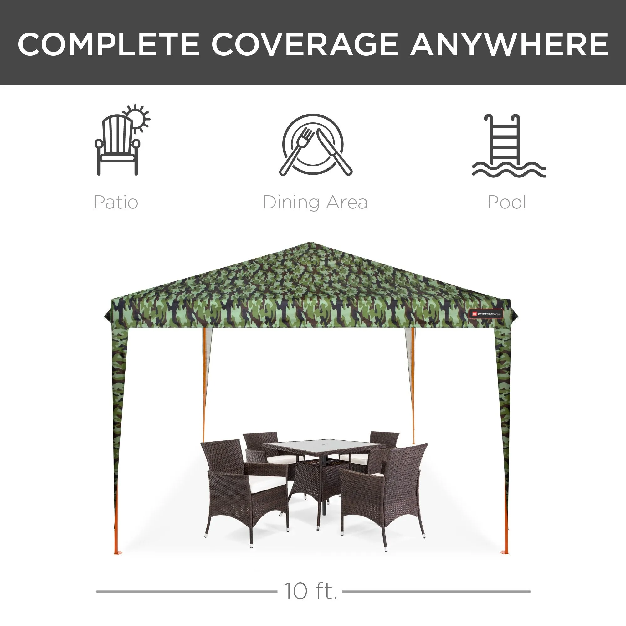 Outdoor Portable Pop Up Canopy Tent w/ Carrying Case, 10x10ft