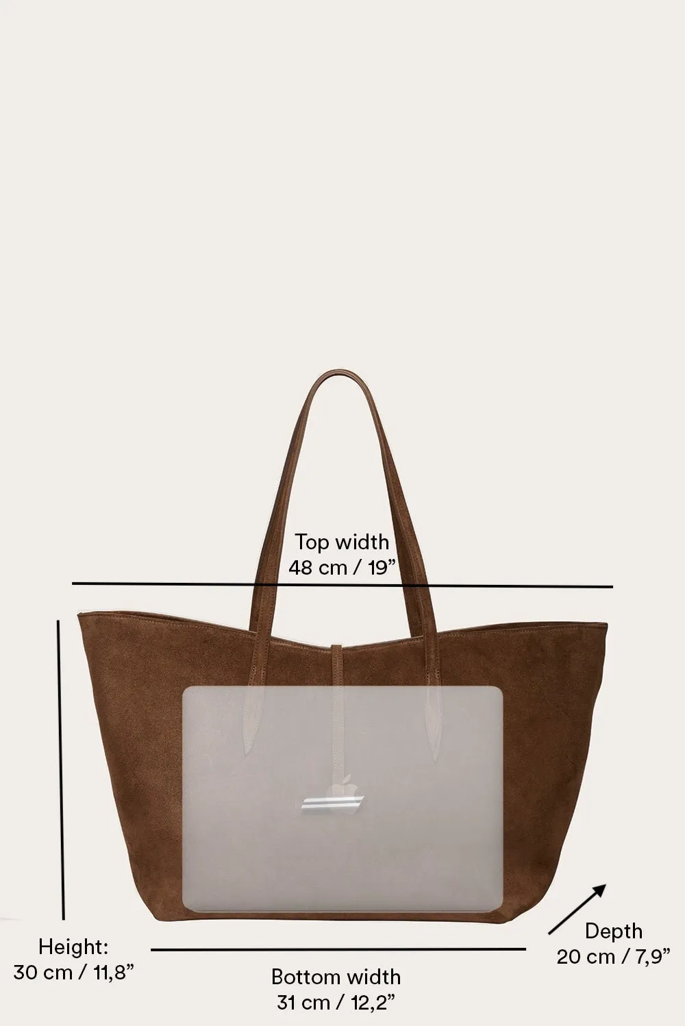 Penne Tote Dark Brown Suede