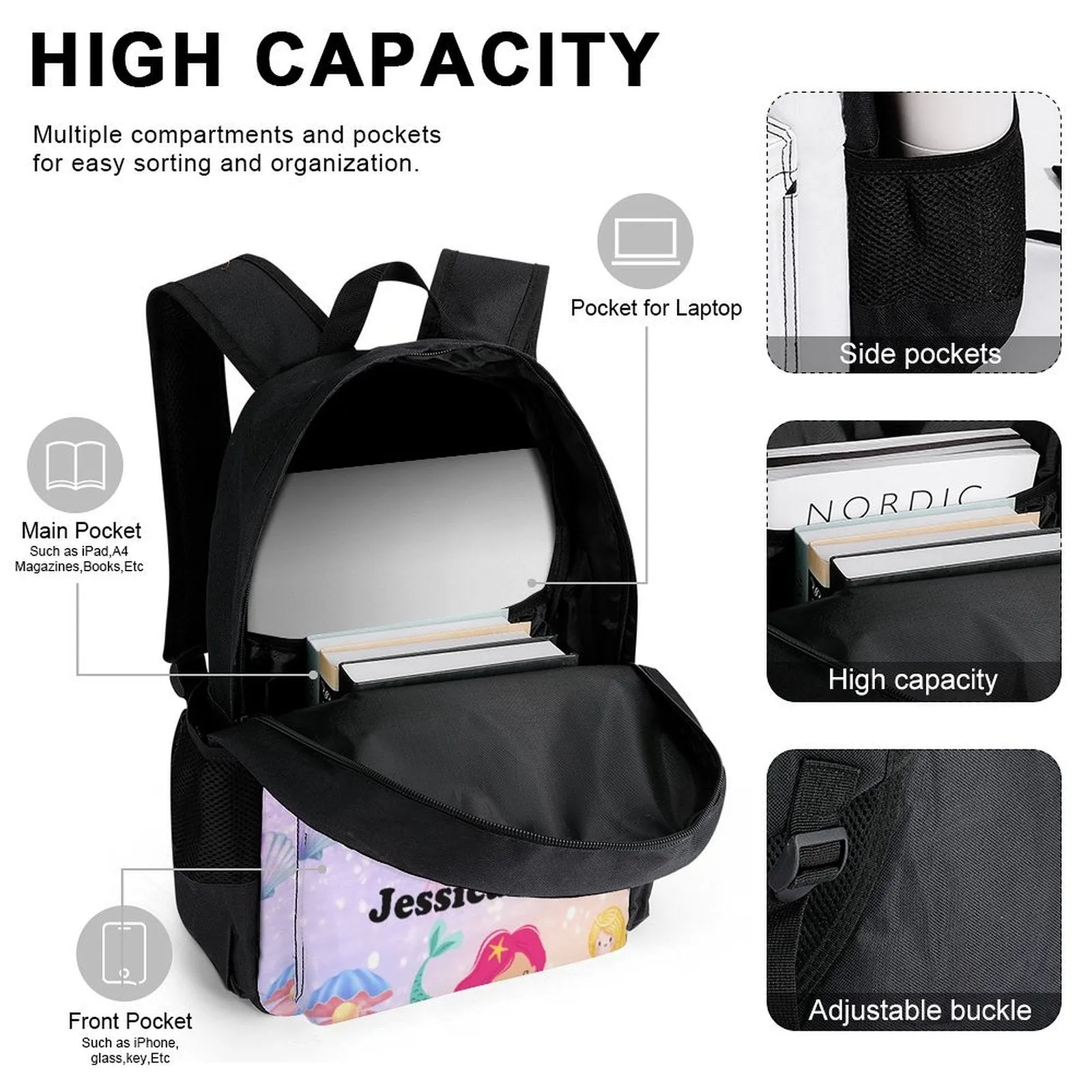 Personalized Design/Name Three Piece Set Combination Backpack Lunch Bag Pencil Bag