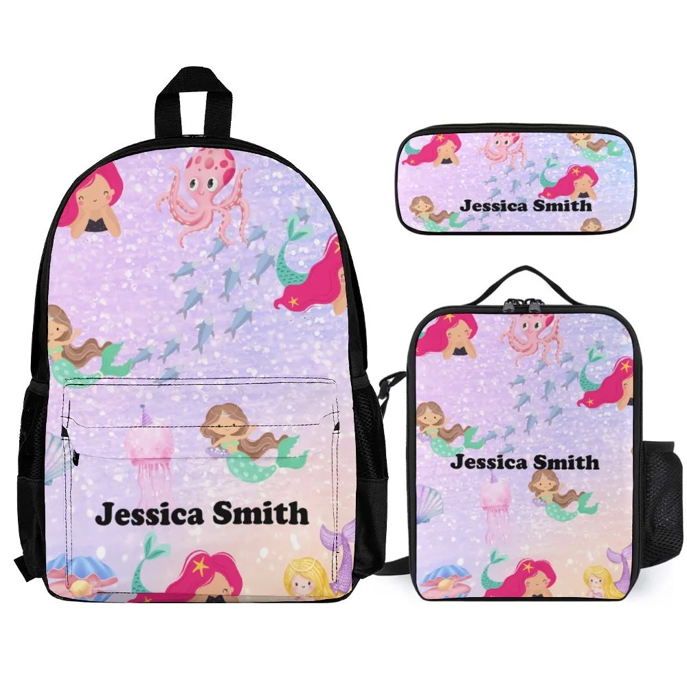 Personalized Design/Name Three Piece Set Combination Backpack Lunch Bag Pencil Bag