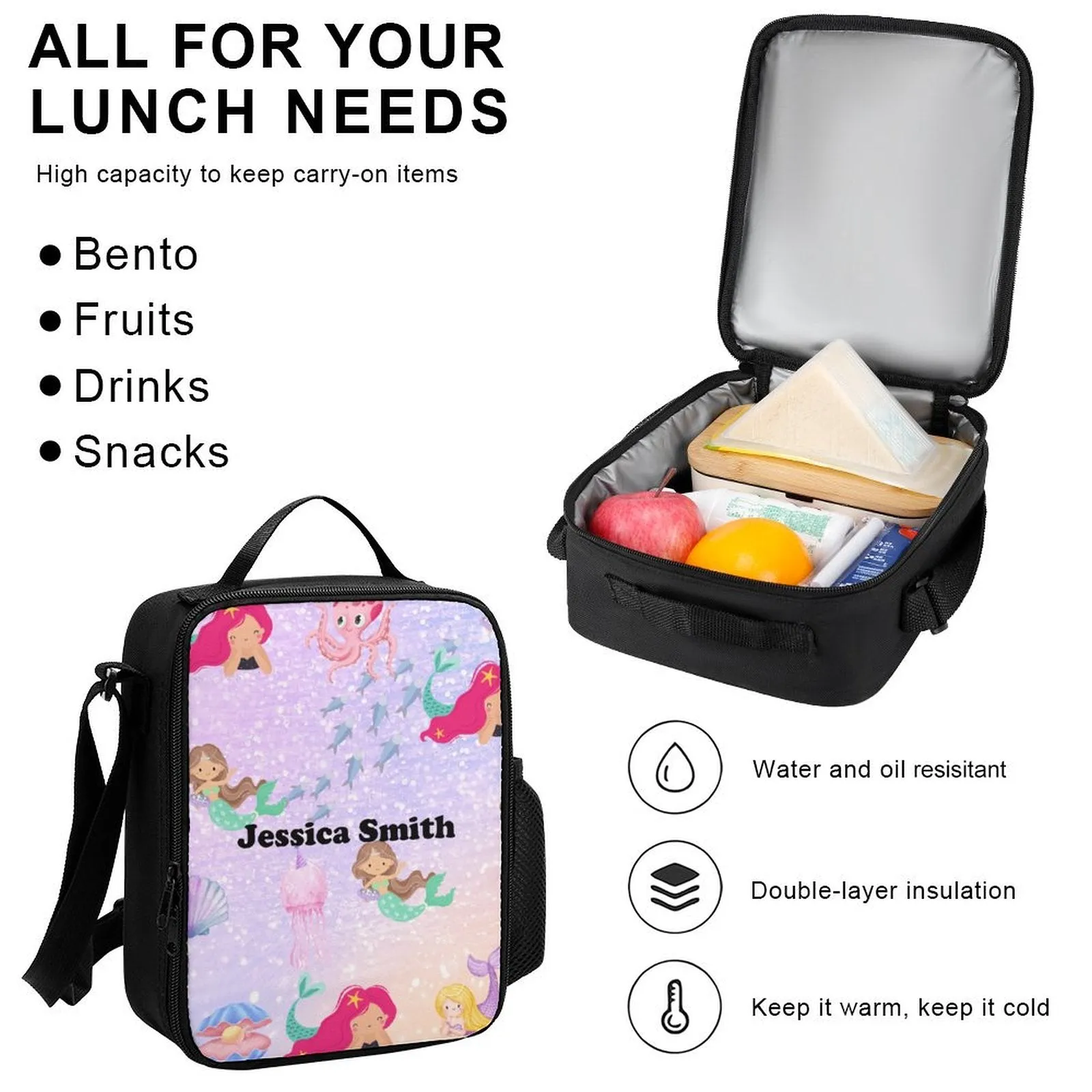 Personalized Design/Name Three Piece Set Combination Backpack Lunch Bag Pencil Bag