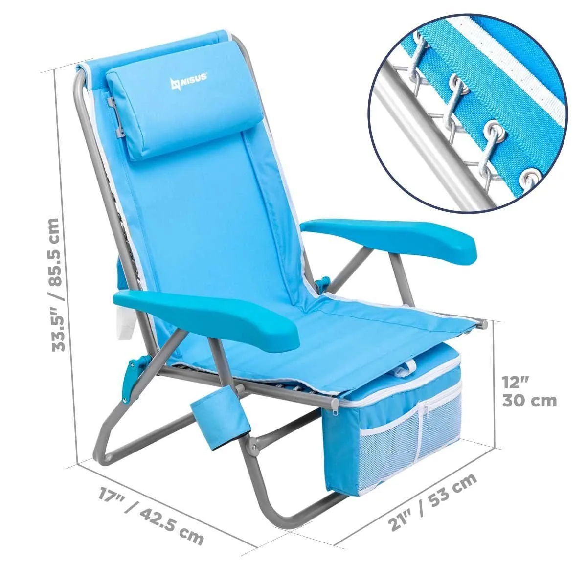 Premium Backpack Beach Chair with Cooler Bag, Set of 2