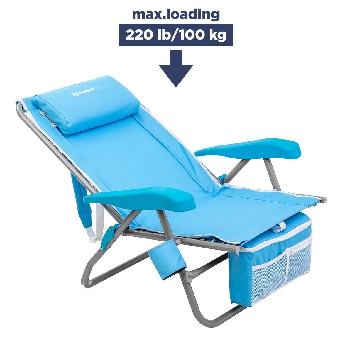 Premium Backpack Beach Chair with Cooler Bag, Set of 2