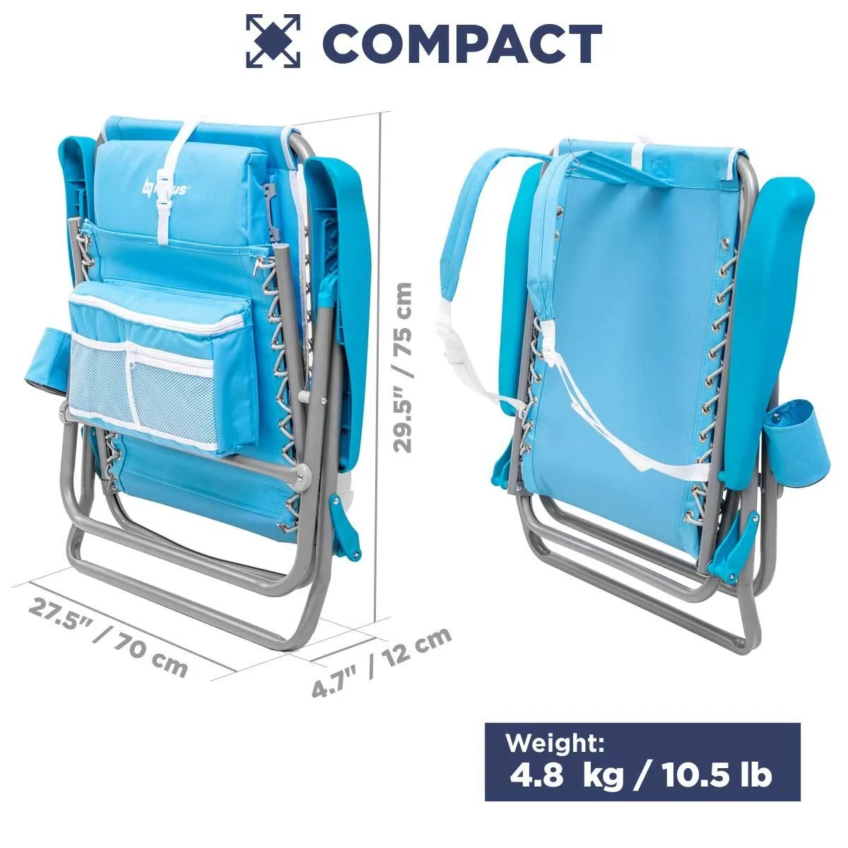 Premium Backpack Beach Chair with Cooler Bag, Set of 2