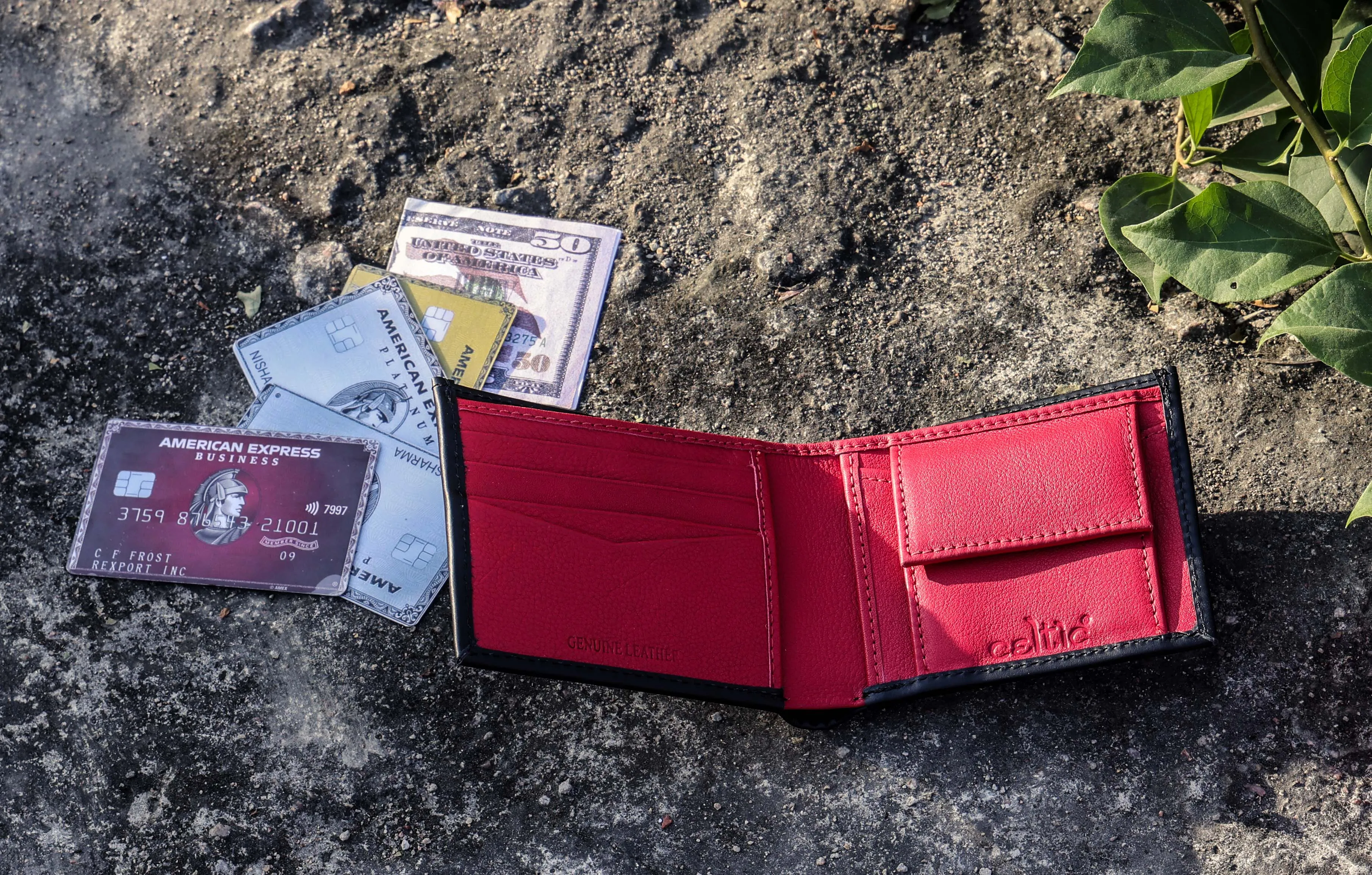 Premium Black Leather Wallet, Art:- LA-1414