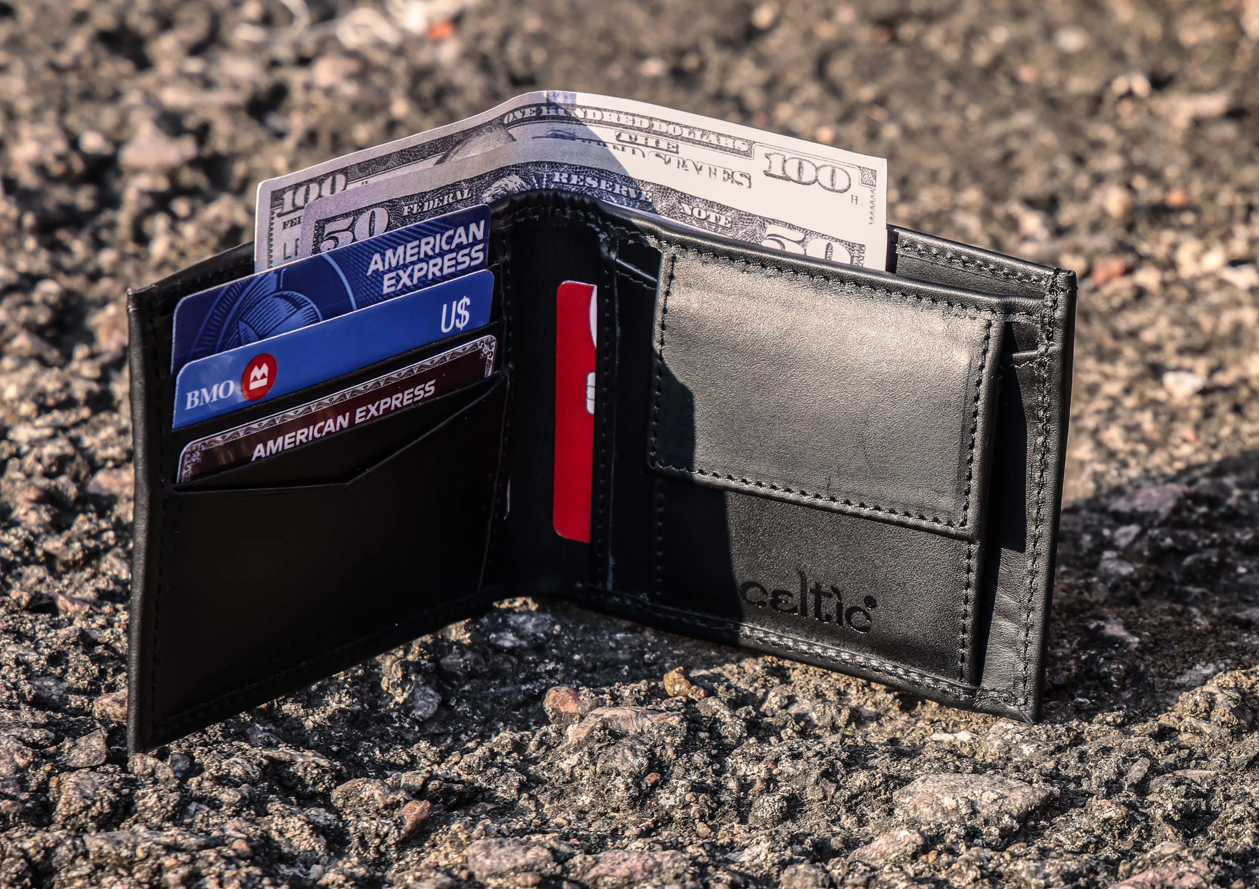 Premium Black Leather Wallet, Art:- LA-1414