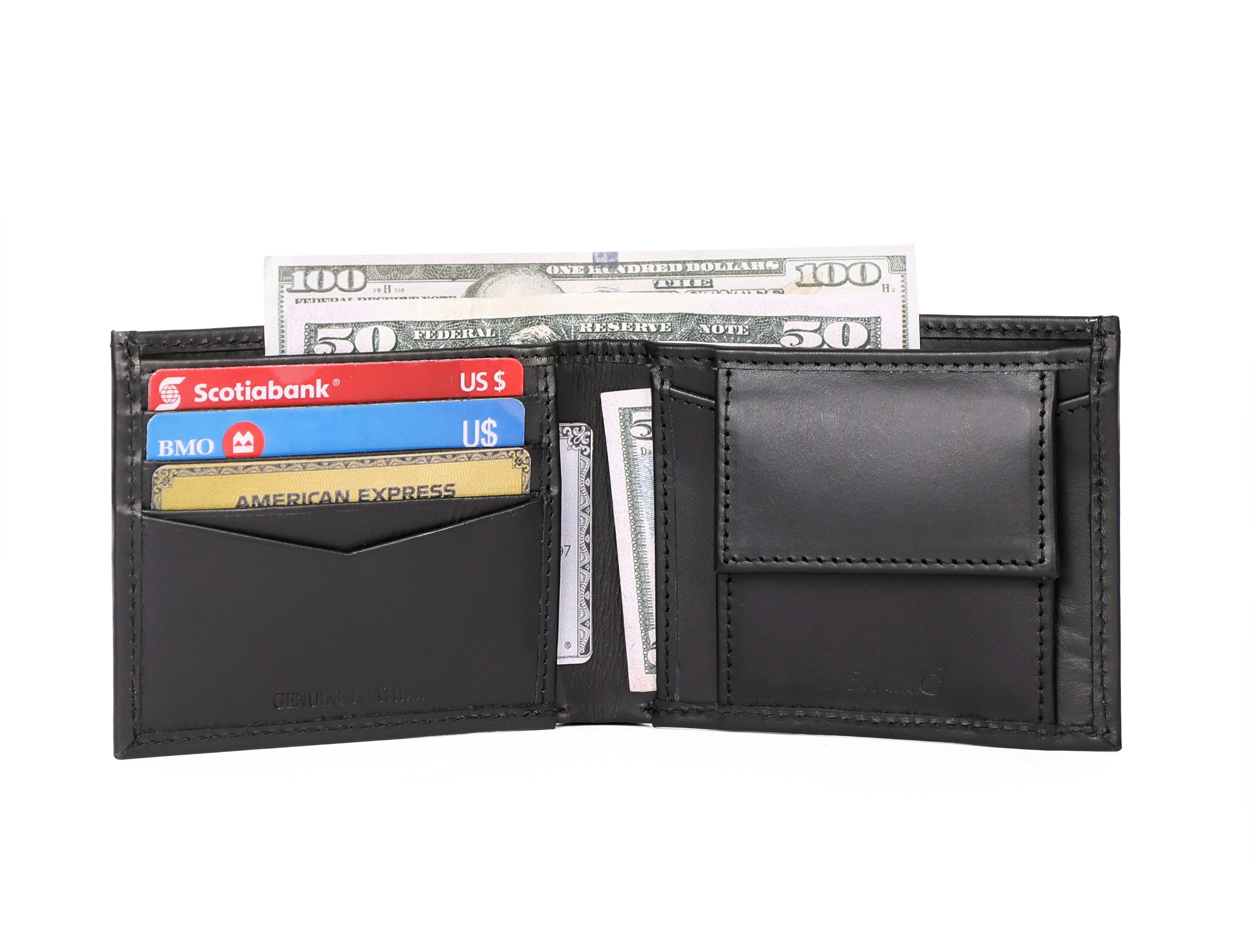 Premium Black Leather Wallet, Art:- LA-1414