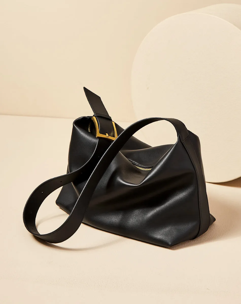Sleek Retro Leather Tote Bag