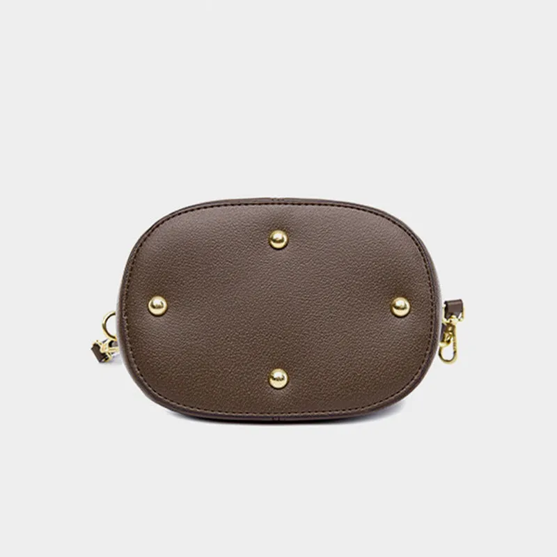 Splicing Pattern Bucket Bag For Women Soft Leather Crossbody Bag