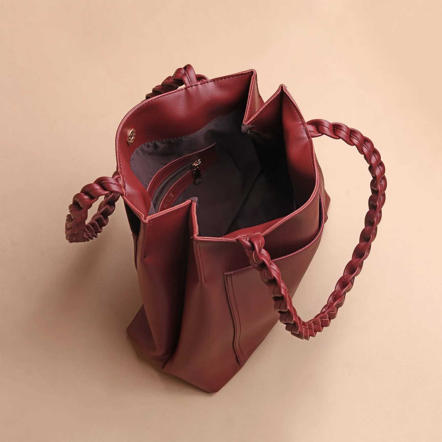 Tas Tote Wanita Silvertote Nathalie Maroon