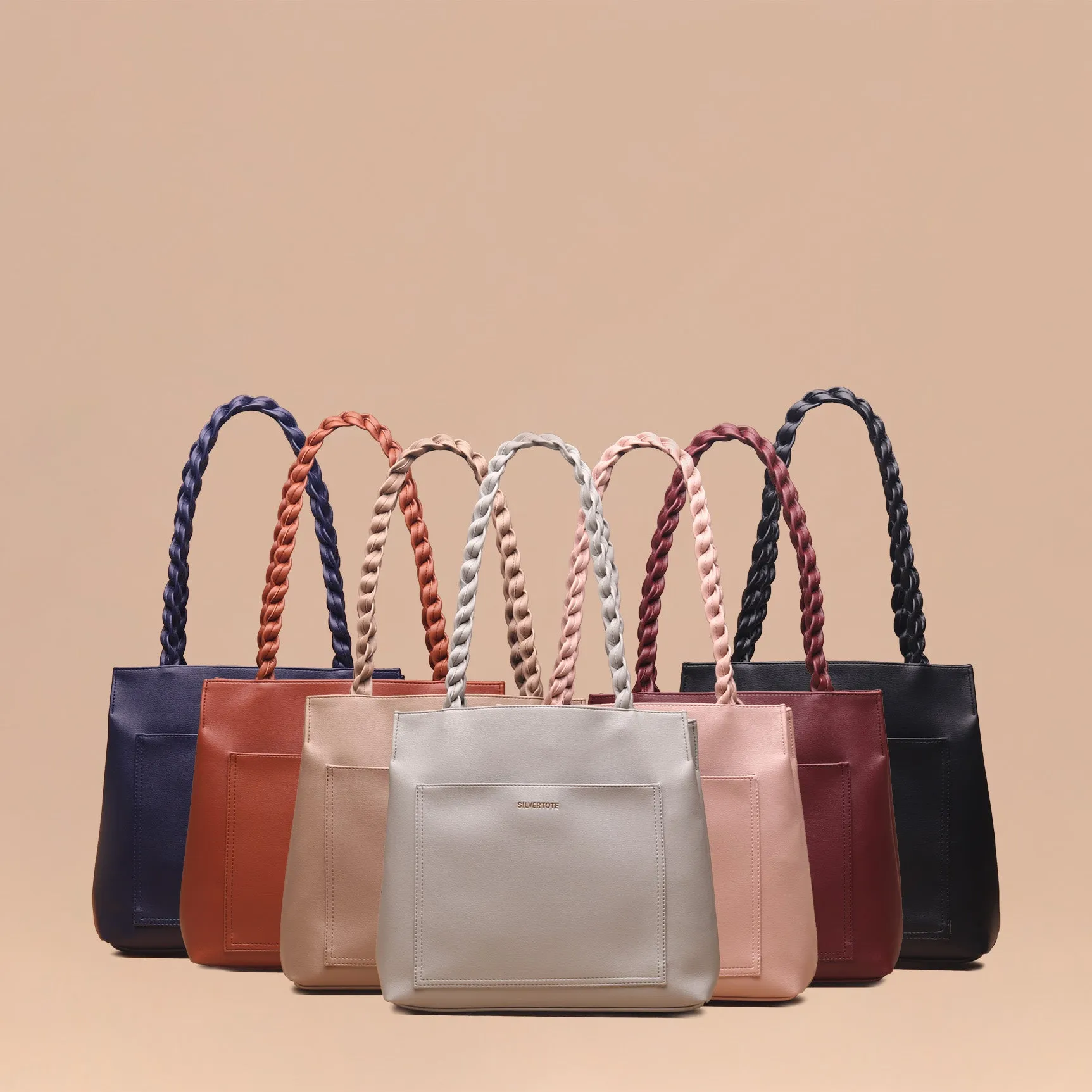Tas Tote Wanita Silvertote Nathalie Maroon