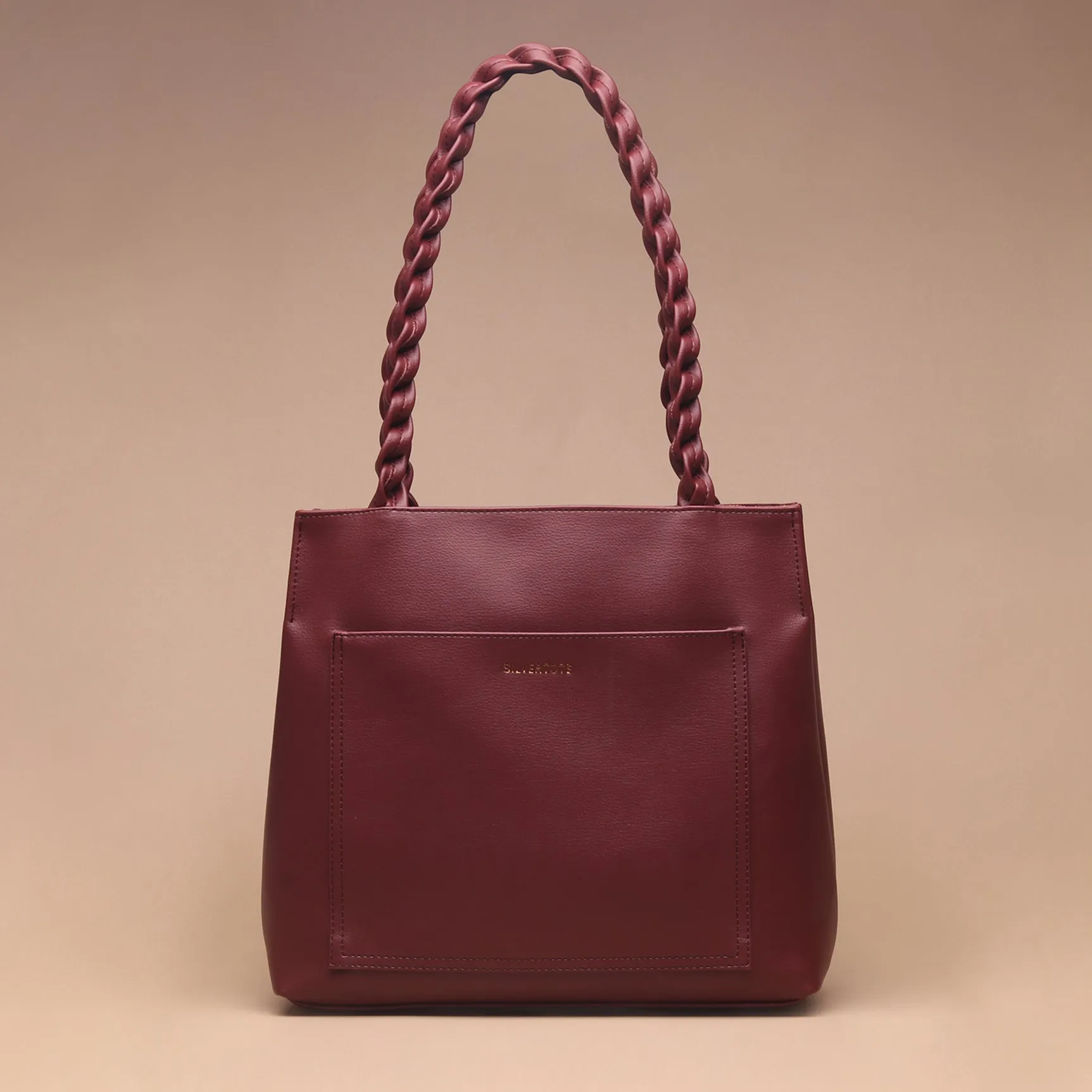 Tas Tote Wanita Silvertote Nathalie Maroon