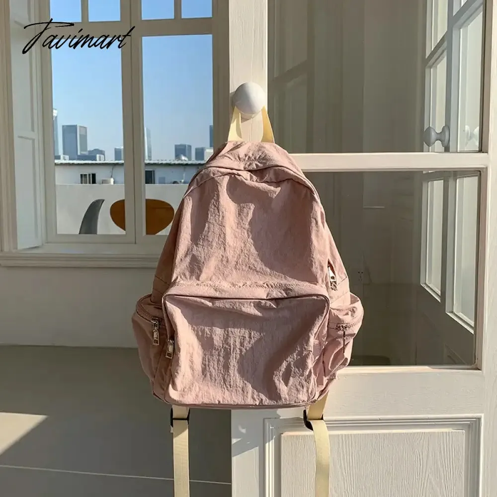 Tavimart Student backpack, female multiple pocket commuting backpack, leisure large capacity travel backpack, South Korea