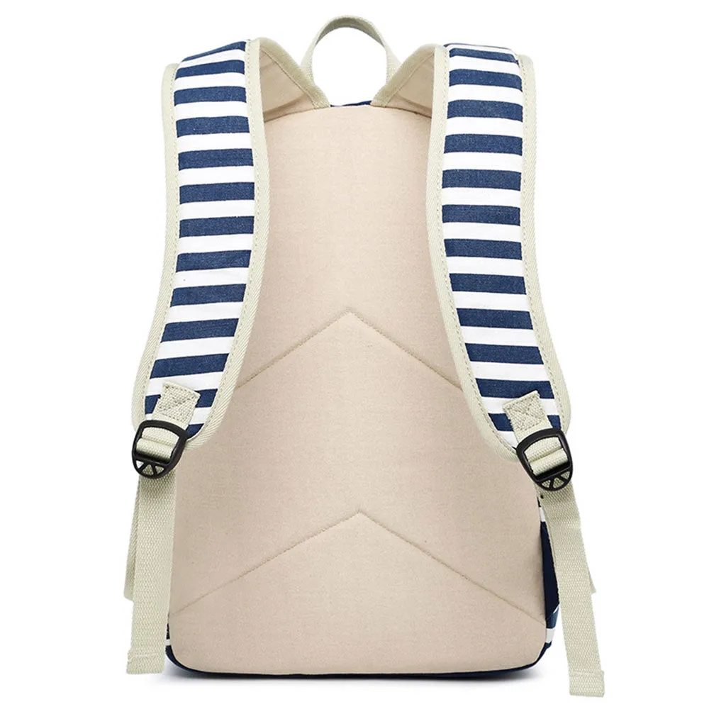 Teens School Backpack Stripe Prints Travel Backpack Set With Built-in USB Charge Porting