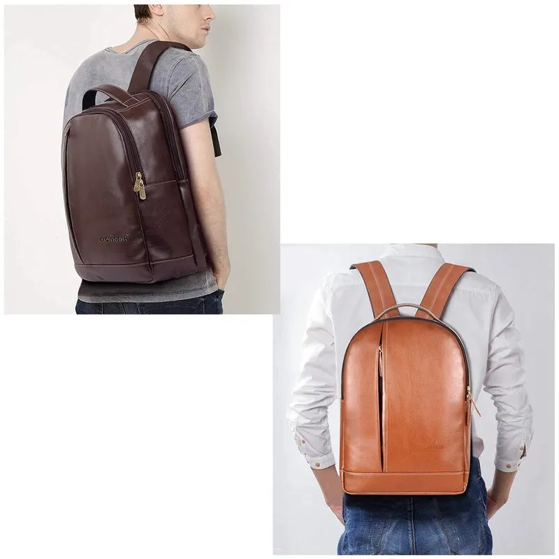 THE CLOWNFISH Combo Of 2 Varied Colours Fredrick 27 liters Faux Leather Laptop Backpack for Men and Women for 15.6 Inch Laptops (Tan, Hickory)