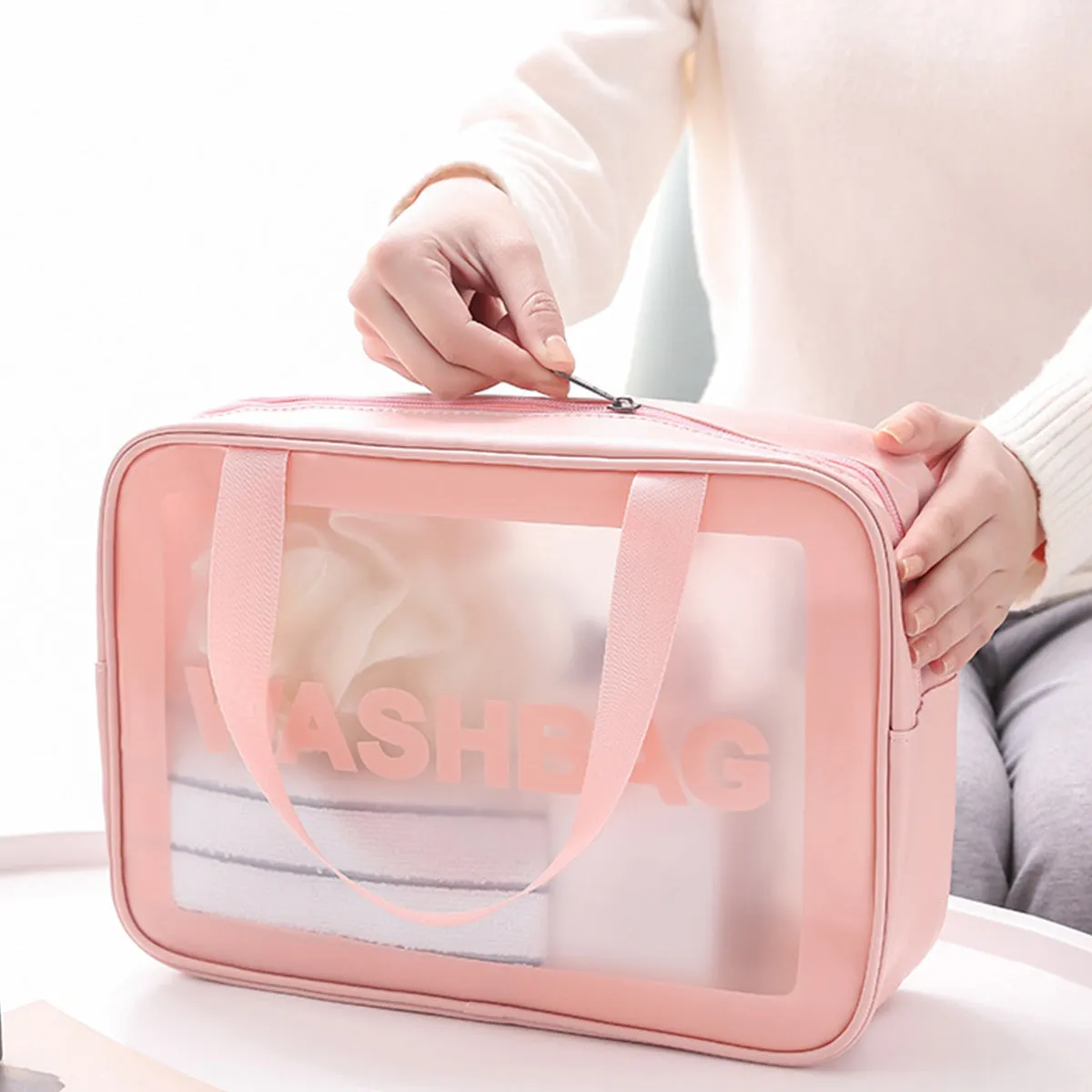 Transparent PVC Frosted Storage Bag, HG0122