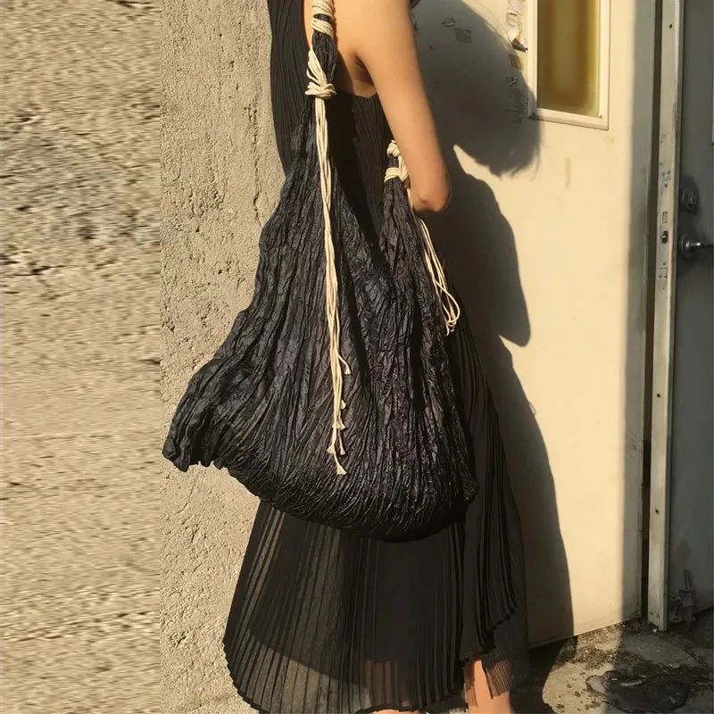 UAKISS  -  NEW Casual manual Casual Fabric fold Handbag Women Single Shoulder Crossbody Bag Large Capacity Tote Shopping Bag