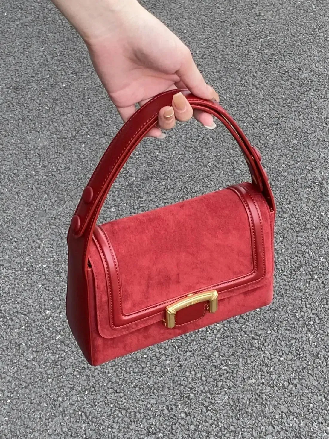UAKISS  -   Niche Underarm Small Square Bag Fashionable and Versatile Korean Version Handbag New Retro Suede Tote Bags