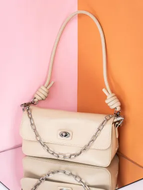 Womens Beige Solid Shoulder Bag