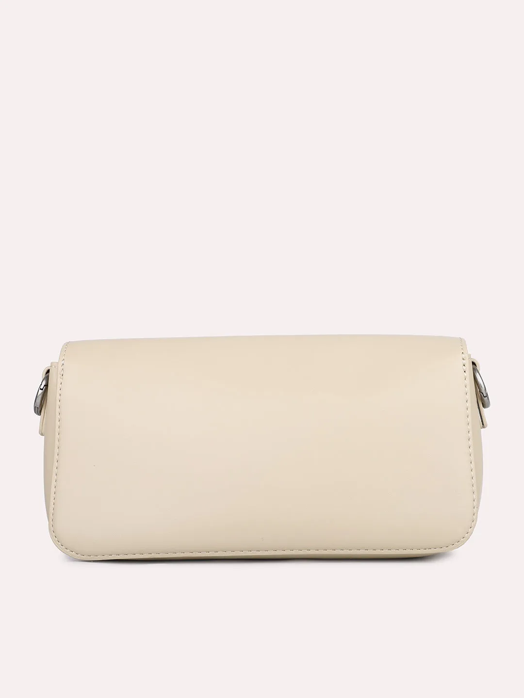 Womens Beige Solid Shoulder Bag